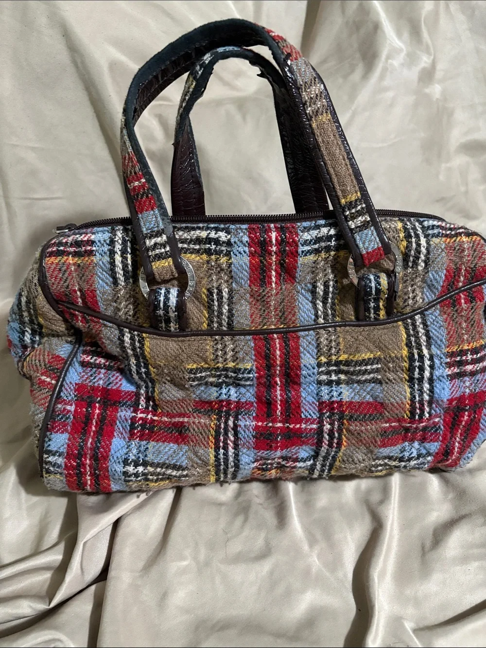 Vera Bradley Red, Blue, Brown Plaid Satchel